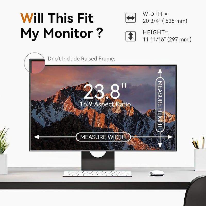 Mamol [5-Pack] 23.8 Inch Computer Privacy Screen for 16:9 Widescreen Monitor, Anti Glare Anti-UV Eye Protection Desktop PC LED Monitor Filter, Removable Anti-Scratch Screen Film 23in - Image 4